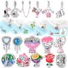 Realstering Copper Couple Flower House Charms Beads Apple Money Pendant Fit Original Bracelet Diy For Women Jewelry