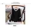 Plus Size Women's V-Neck Sweatshirt: Loose Fit, Slimming, Bust 150-160 Cm, Fits 200-350 Jin