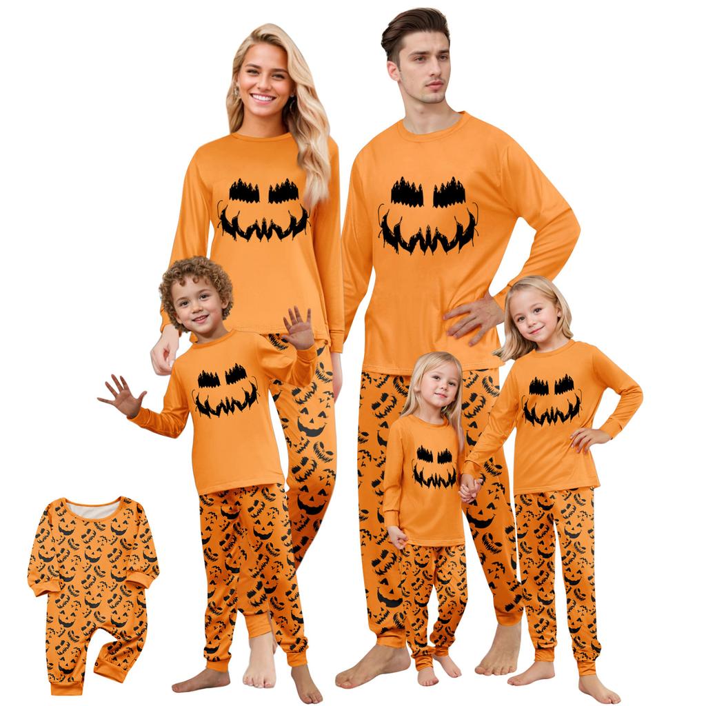 Print Cute Family Set Pajamas, Home Clothes, Family Set Long Sleeve Top Pants Set