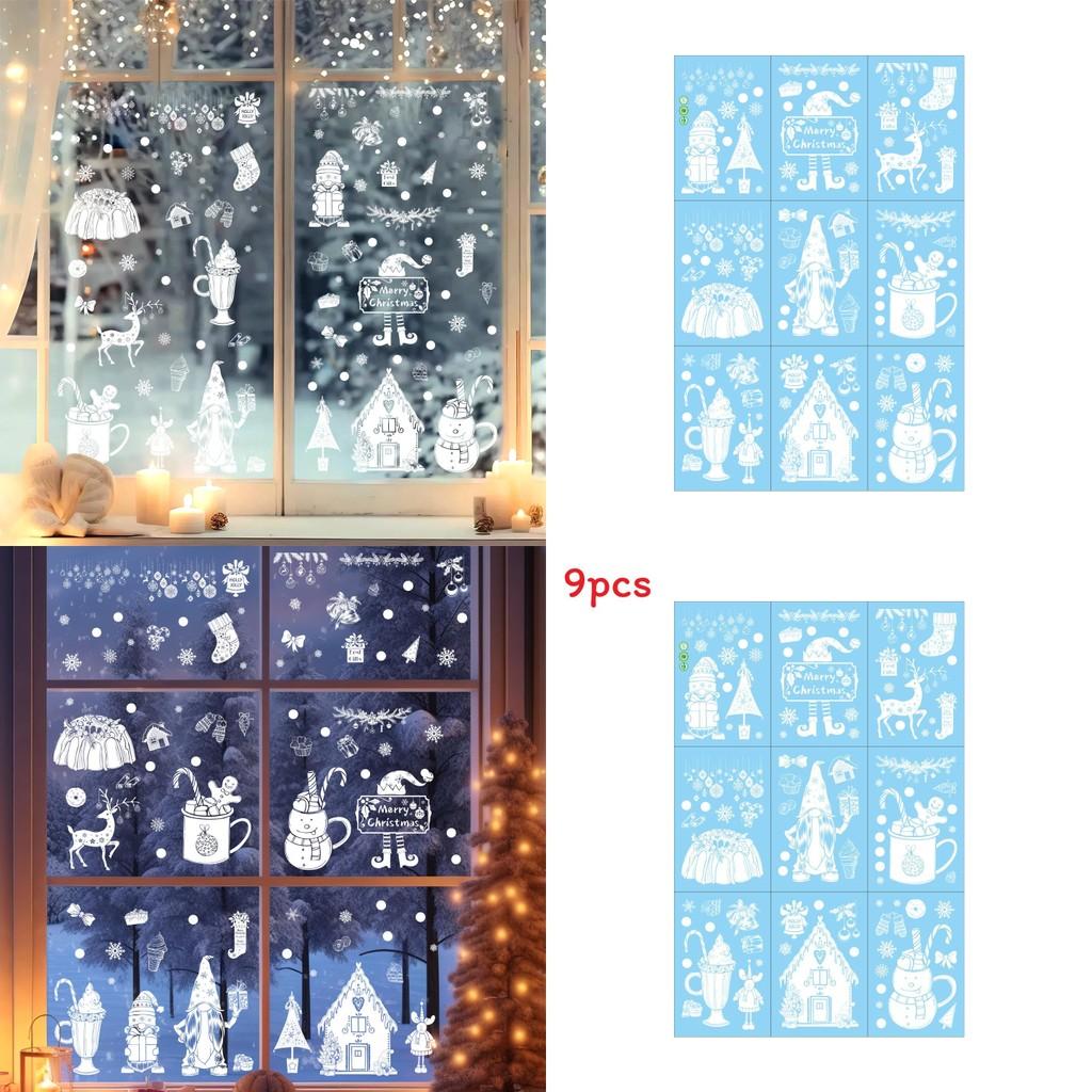 Weihnachts Schneeflocke Rentier Fensteraufkleber mit statischen Glasaufklebern für Feiertagsdekoration