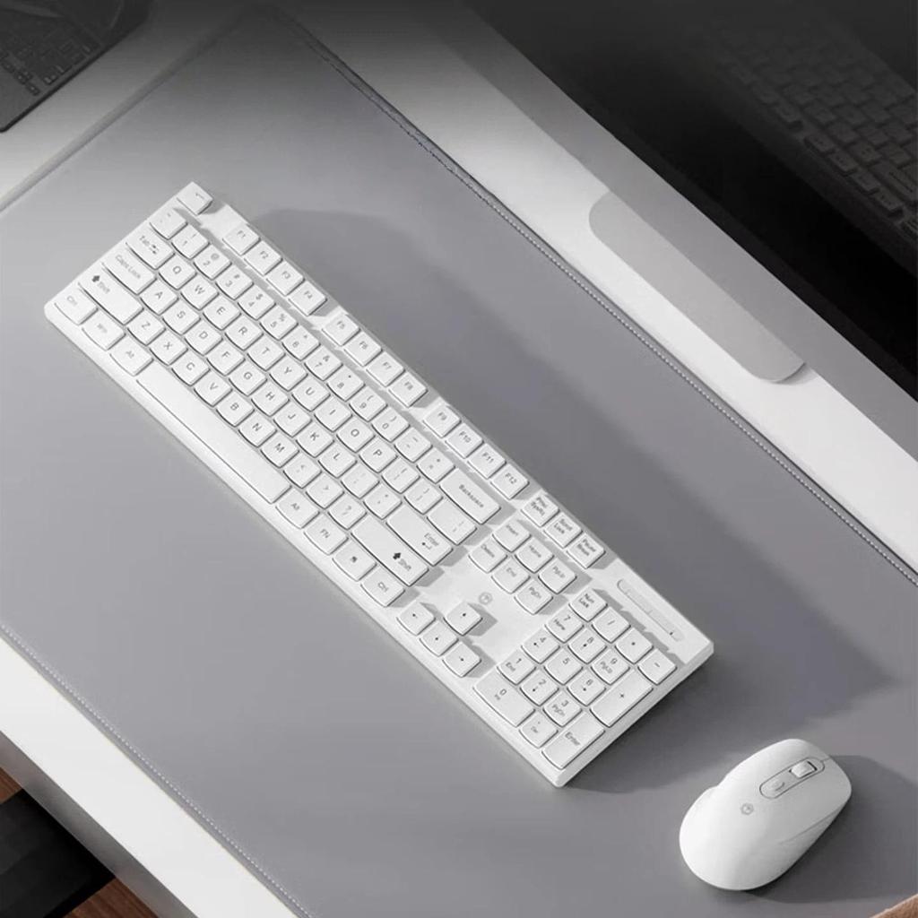 Wireless Keyboard And Mouse Set, Lightweight Portable, Full-Size Office Quiet, 104-Key, 2.4G Wireless, Office Set, White