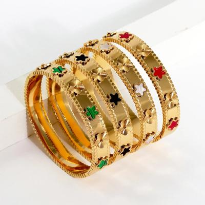 Módní Zlatá Barva Nerezová Ocel Květina Pět Hvězd Náramky Náramky Pro Ženy Láska Roztomilý Náramek Šperky Párty Dárek