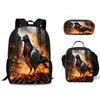 Luxus Beliebt Lustig Neuheit Taube auf Toilette 3D Druck 3Stück/Set Schüler Schultaschen Laptop Tagesrucksack Rucksack Lunchtasche Federmäppchen