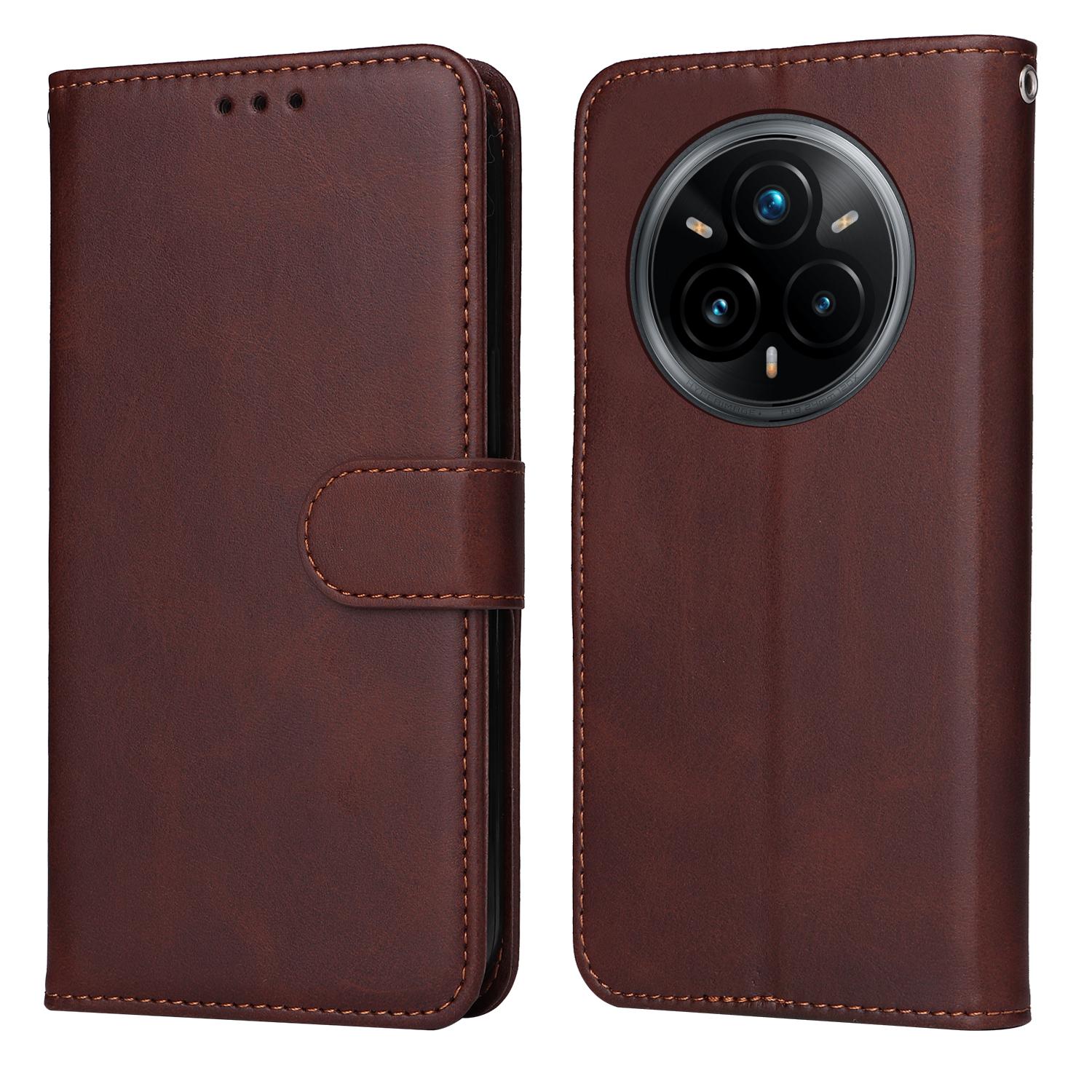 

For Realme 14 Pro+ 5G Case Wallet PU Leather Folio Flip Phone Cover Brown