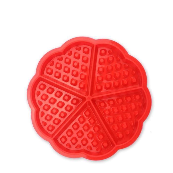 Waffle Mold - Red - Silicone - 18cm - 5 Heart-Shaped Holes - Dishwasher Safe