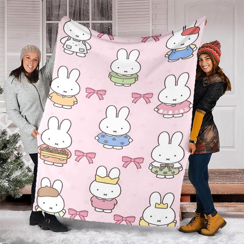 Miffy printed blanket—lightweight,soft,warm;versatile blanket all seasons—perfect as &air-conditioning throw,nap blanket