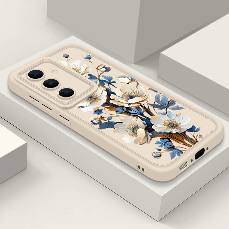 

Роскошный матовый мягкий чехол из ТПУ с цветочным принтом для Samsung S25 Plus S24 FE S23 Ultra S22 A56 A36 A16 A55 A06 A05 A15 A35 A54 противоударный чехол-бампер Samsung A56 белый/бежевый