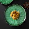BEPAN 1PC Unique Green Lotus Leaf Plate Hotel Tableware Exquisite Ceramic Plates Creative Chinese Food Ceramic Dinnerware