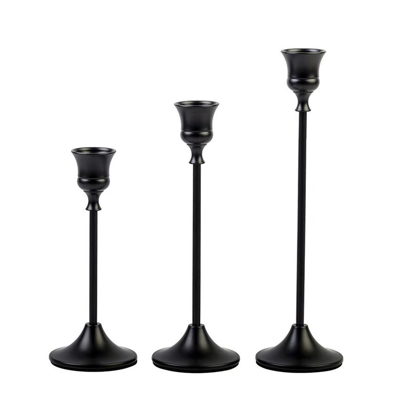 3Pcs European Style Vintage Elegant Metal Tabletop Candle Holders Wedding Table Decorative Candlestick Stand For Party Dinning