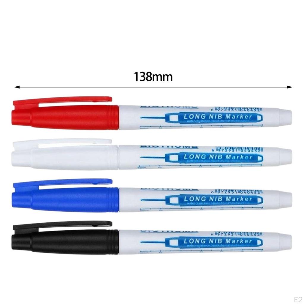 4Pcs Deep Hole Marker Pens, 30mm Long Head Markers for Glass Manufacturing Woodworking