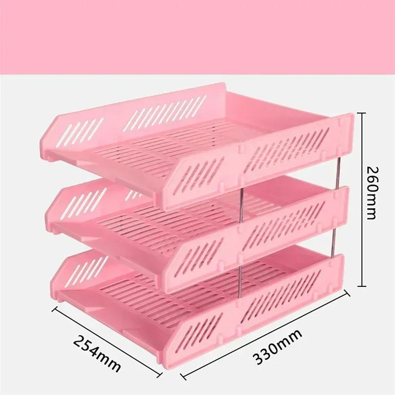 3 Tier Stackable Desk Organizer Paper Letter Tray, Desktop Tidy File Document Rack Storage Accessories for Office