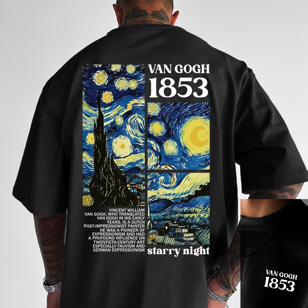 2026 Van Gogh 1853 Gwieździsta Noc Nadruk Graficzny Koszulka T-shirt Vintage Postimpresjonizm Sztuka Codzienny Streetwear Unisex Krótki Rękaw