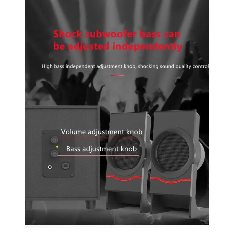 2.1 Multimedia Bluetooth Audio System Home Theater Surround Computer Active Combination Wooden Speaker AUX USB Cable Post TV PC