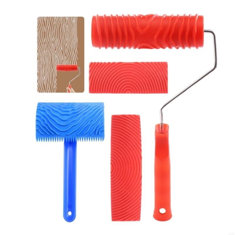 Artistic Wooden Texture Rubber Roller Efficient Paint Application Home Decor Tool