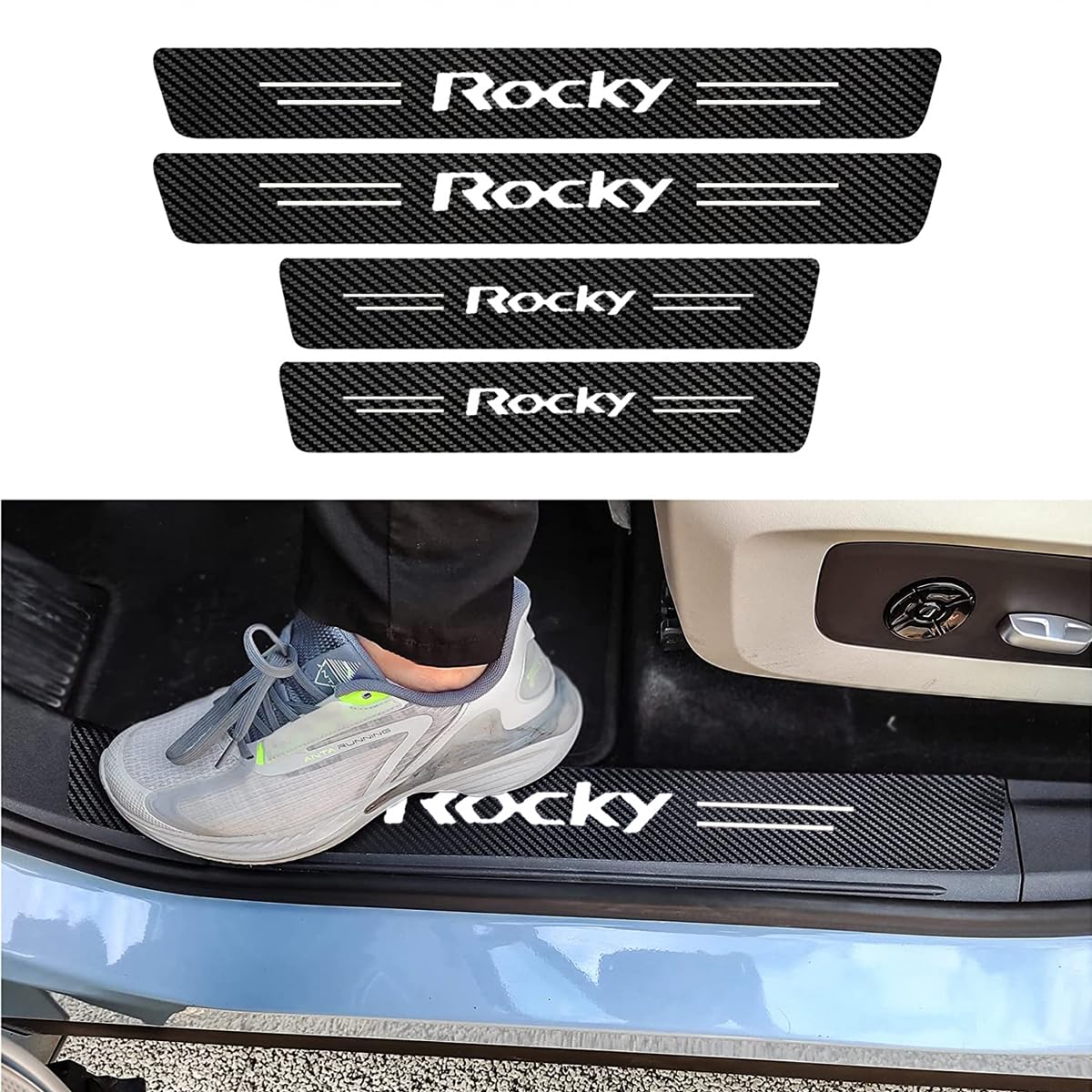 

Daihatsu Rocky Side Step Fits All Daihatsu Rocky Door Guard Made of Premium and Pack of 4 Guards, A200S/210S Series, Stickers, Leather, Scratch-Hide, чёрный