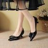 Square Buckle Temperament Casual High Heels Elegant Versatile French Pointed Light Mouth Single Shoes Versatile Glossy Autumn
