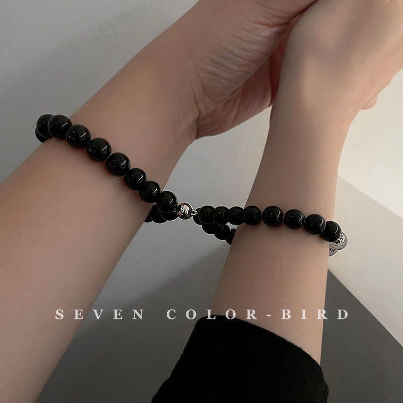 Chinese Valentine's Day Couple Bracelet Retro Style Bead Bracelet Ins Niche Design Simple Best Friend Jewelry Matching