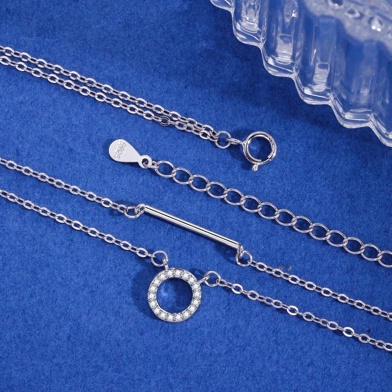 Geometric double-layer stick ring necklace women's simple fashion high-end design sense necklace women's