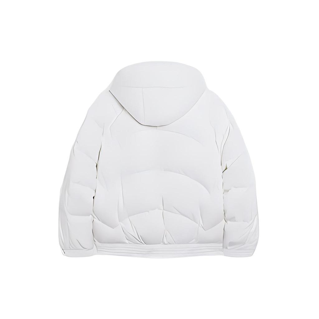 Lining Fitness Series Solid Color Logo Zip-Up Hooded Down Jacket Women Jackets White AYMS030-1
