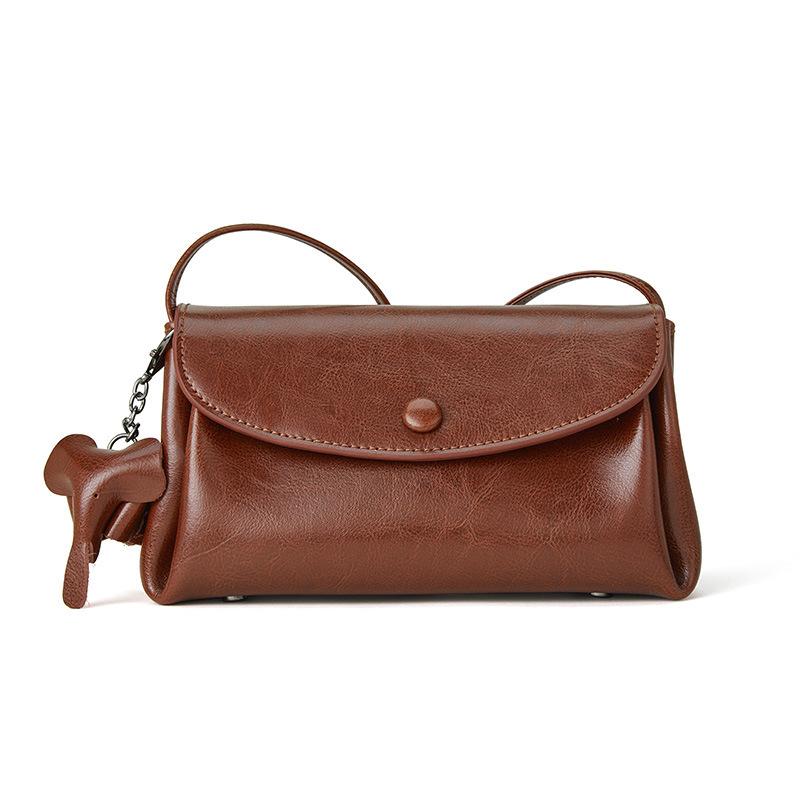 Borsa da Donna in Vera Pelle Moda Borsa a Tracolla Versatile Borsa a Spalla in Pelle di Vacchetta Borsa in Pelle Cerata Oleosa di Alta Gamma per Ragazze