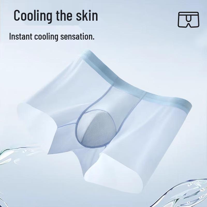 FitonTon Men's Ice Silk Antibacterial Boxer Briefs 4-Pack