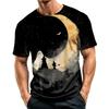 Men's Casual Short Sleeve T-Shirt Lightweight Breathable Crew Neck Top Halloween Print Design Comfortable Fit