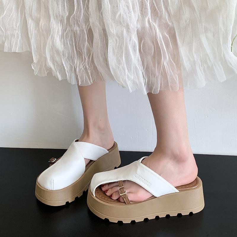 Retro fashion muffin thick bottom comfortable versatile lazy sandals women's outer wear 2025 spring and summer new bag head half slippers
