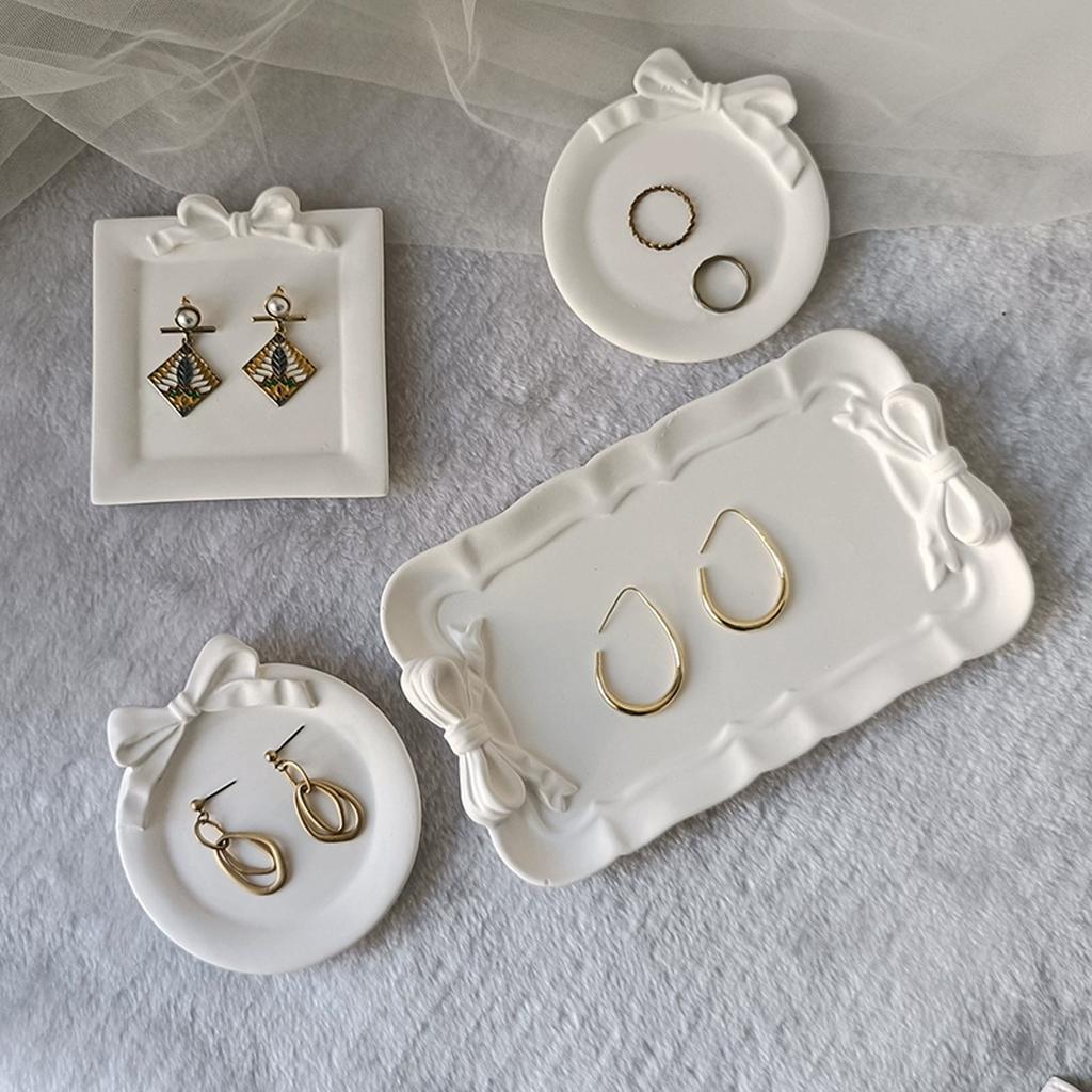 Bow Lace Tray Cement Silicone Molds DIY Bow Concrete Plaster Mould Ashtray Coaster Crystal Mould Gypsum Mold Home Decor Craft