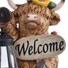 Highland Cow Statue with Solar Lights Resin Figurine Outdoor Garden decor Landscape Lamp for Courtyard Yard Lawn Patio Gifts