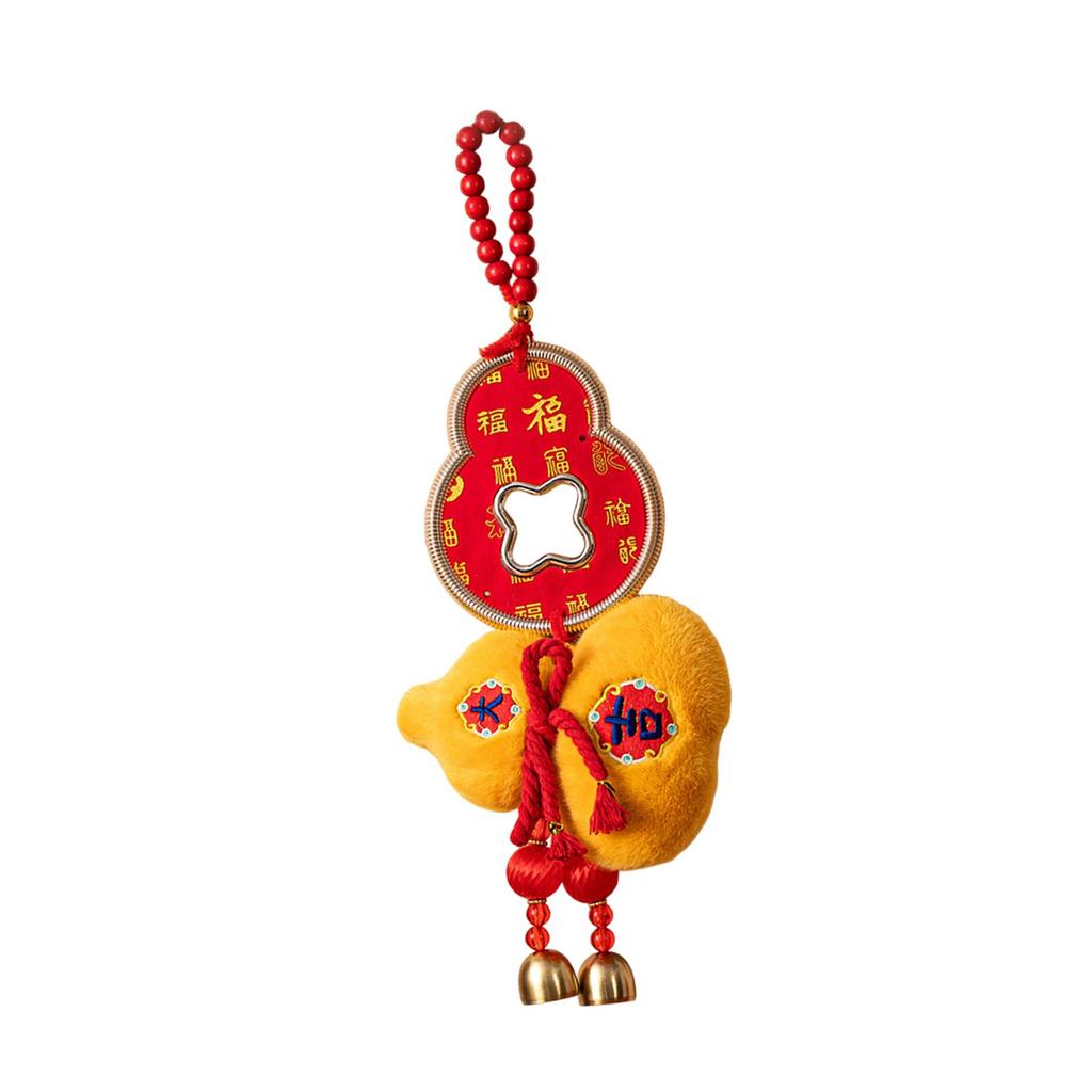 Plush Gourd Pendant Decorative with Tassels Chinese New Year Decoration Spring Festival Decor Hanging Ornament for Entrance Wall