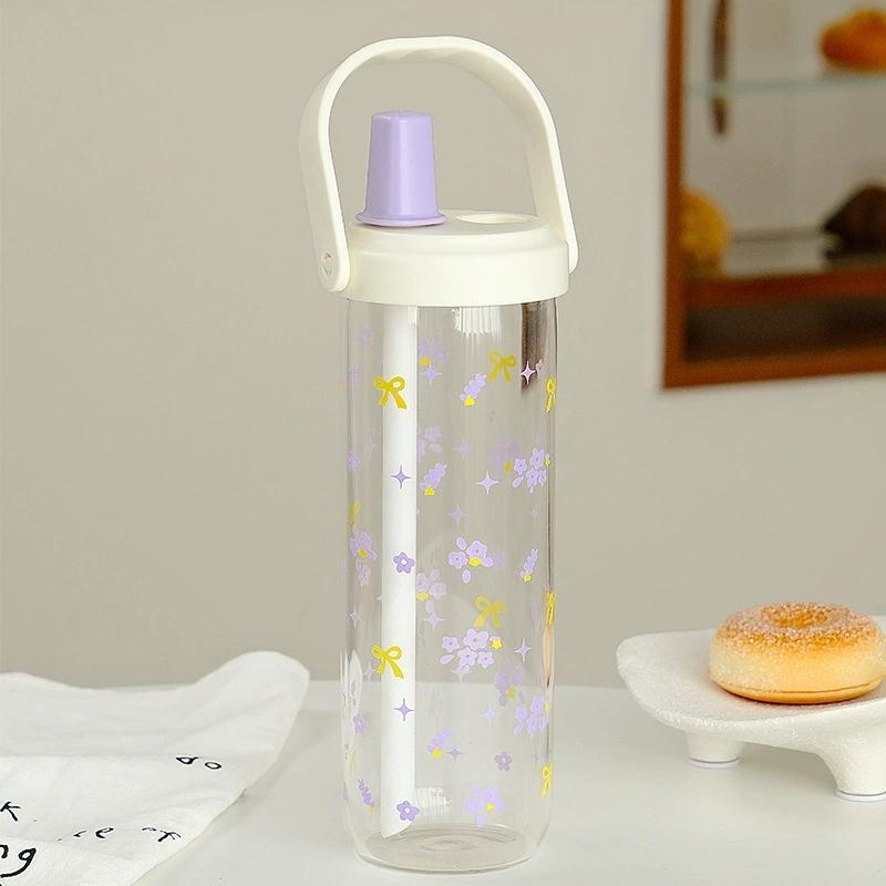 New Plastic Water Bottle With Straw Lid Portable Large Capacity Bubble Milk Tea Cups for Children Students Leak Proof Coffee Cup