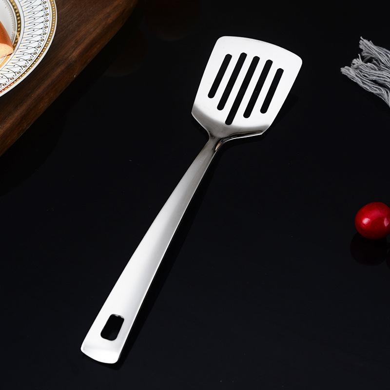 Silver Stainless Steel Soup Spoon Flat Colander Serving Spoon Cake Spatula Leaking Shovel Public Cutlery Set Cooking Utensil