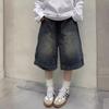 Unisex American Retro Loose Wide Leg Washed Jeans - Summer Straight-Leg Cropped Pants