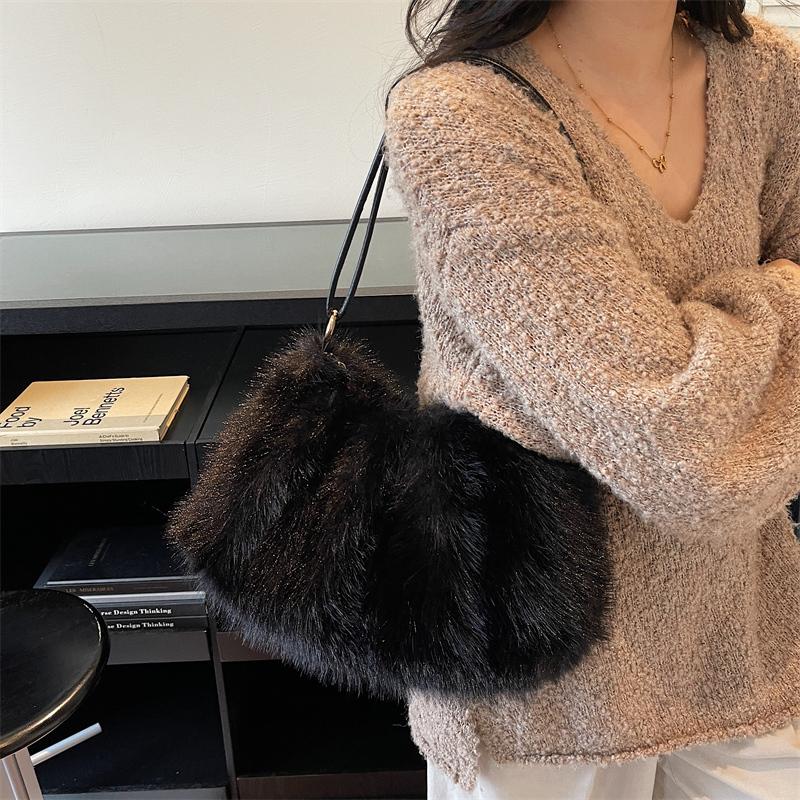 Women's Shoulder Bag Large Capacity Underarm Bag Solid Color Tote Bag