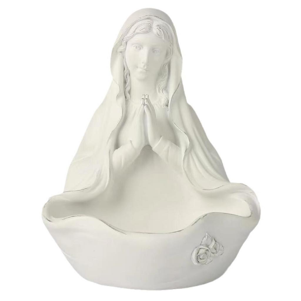 Virgin Mary Resin/Plastic Sculpture - Exquisite Catholic Statue Handmade Religious Figure Ornament for Room Decoration