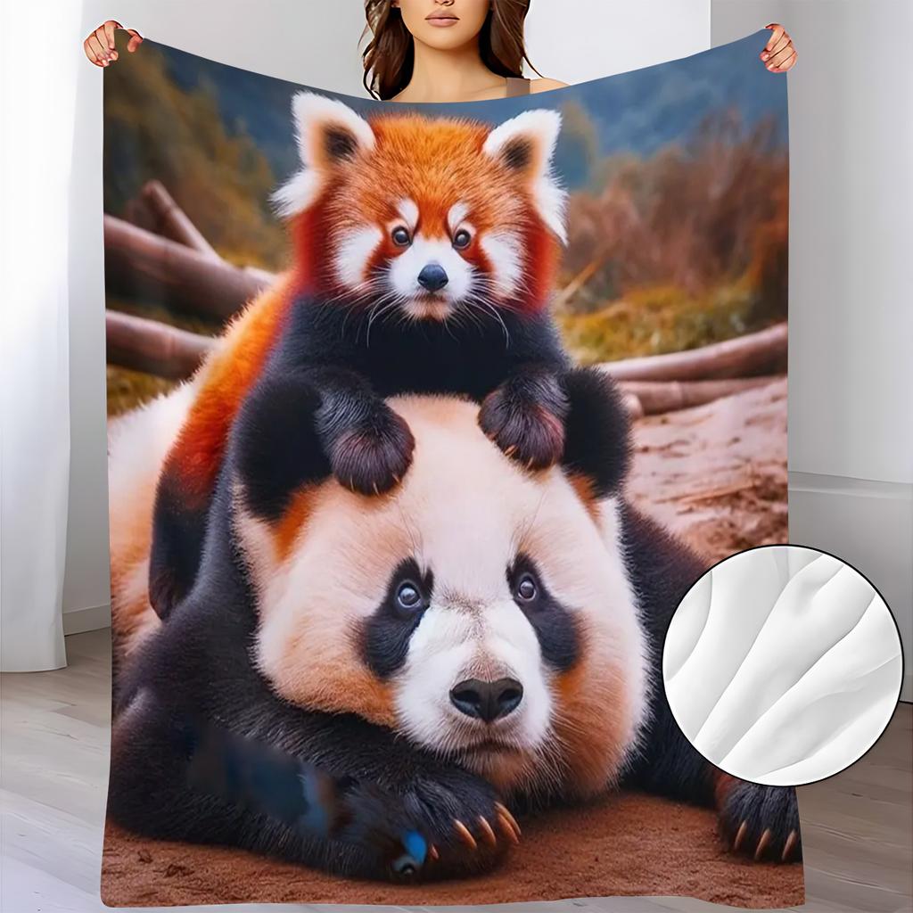 Two Red Pandas Pattern Flannel Small Throw Blanket, a Soft and Warm Blanket Suitable for Sofa Blankets, Home Leisure Blankets, Air-conditioning Blanke