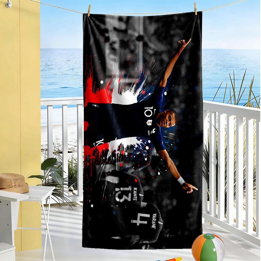 Mbappe Soccer Legend Beach Towel Super Soft & Absorbent Comfortable Lightweight Perfect for Traveling Yoga Camping and Swimming