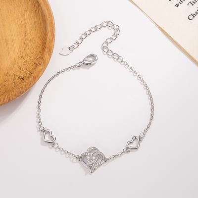 Double Heart Interlocking Love Bracelet, Niche Design Sense, Versatile Accessories for Girlfriend Gifts