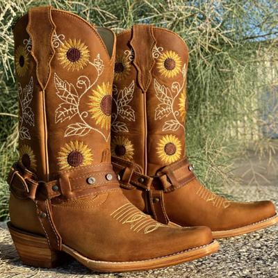 Stivali da Cowboy Ricamati da Donna Autunno Stivali Western Stivaletti Retrò Donna Botas Mujer Scarpe Autunnali Stivali Anfibi Taglia Grande 43 Gotico