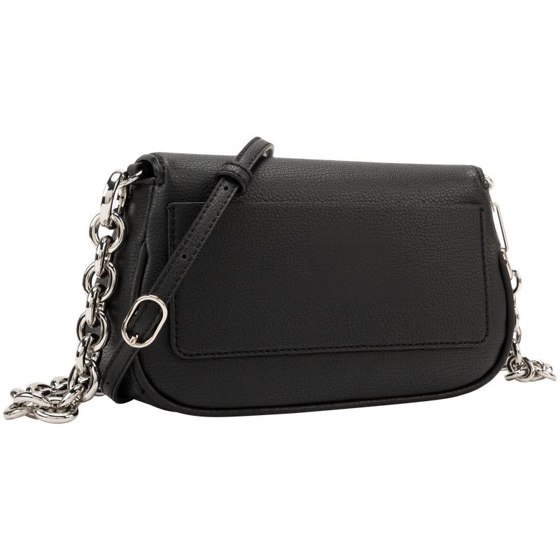 Calvin Klein Simple Metal Letter Commuting Flip Chain Crossbody Saddle Bag Synthetic Material Shoulder Bag Women's Space Black UB1-space black