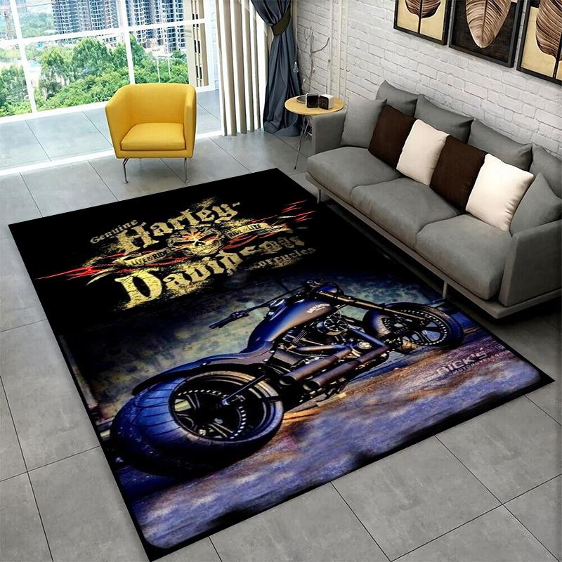Classic H-Harleys Racing Moto Carpet Rug for Playroom Bedroom Living Room Sofa Home Decor,kid Game Area Rug Non-slip Floor Mat