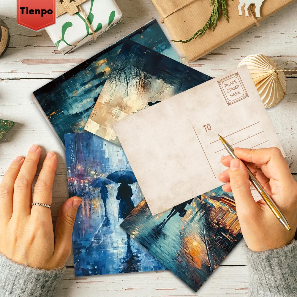 32 Stück, Spaziergang an einem Regentag, Postkarten sammeln, Wandaufkleber, Postkarten zum Versenden, Grußkarten, DIY-Postkarten, Souvenirpostkarten, Dekora