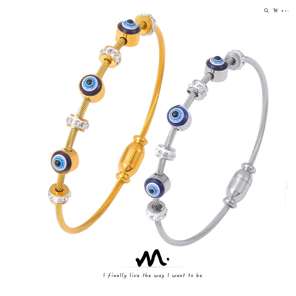 18K Gold-Plated Titanium Steel Evil Eye Diamond Bracelet
