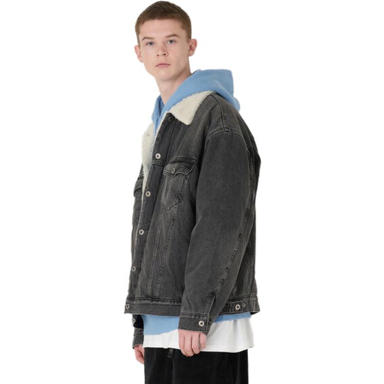 Levis FW22 Solid Color Collared Casual Denim Jacket Men Jackets Dark-Gray A3180-0001