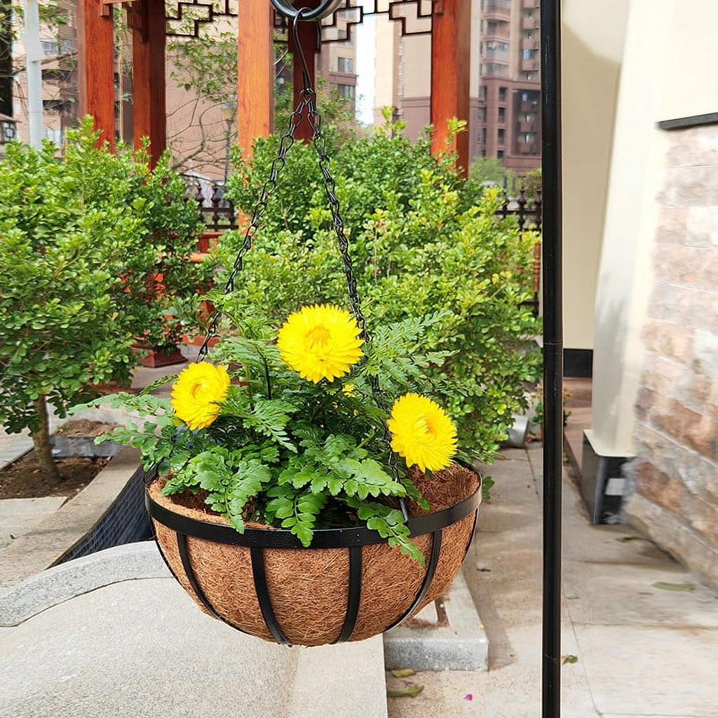 Coir Hanging Planter Basket - 10 Inch Wire Hanging Basket for Indoor Outdoor Plants