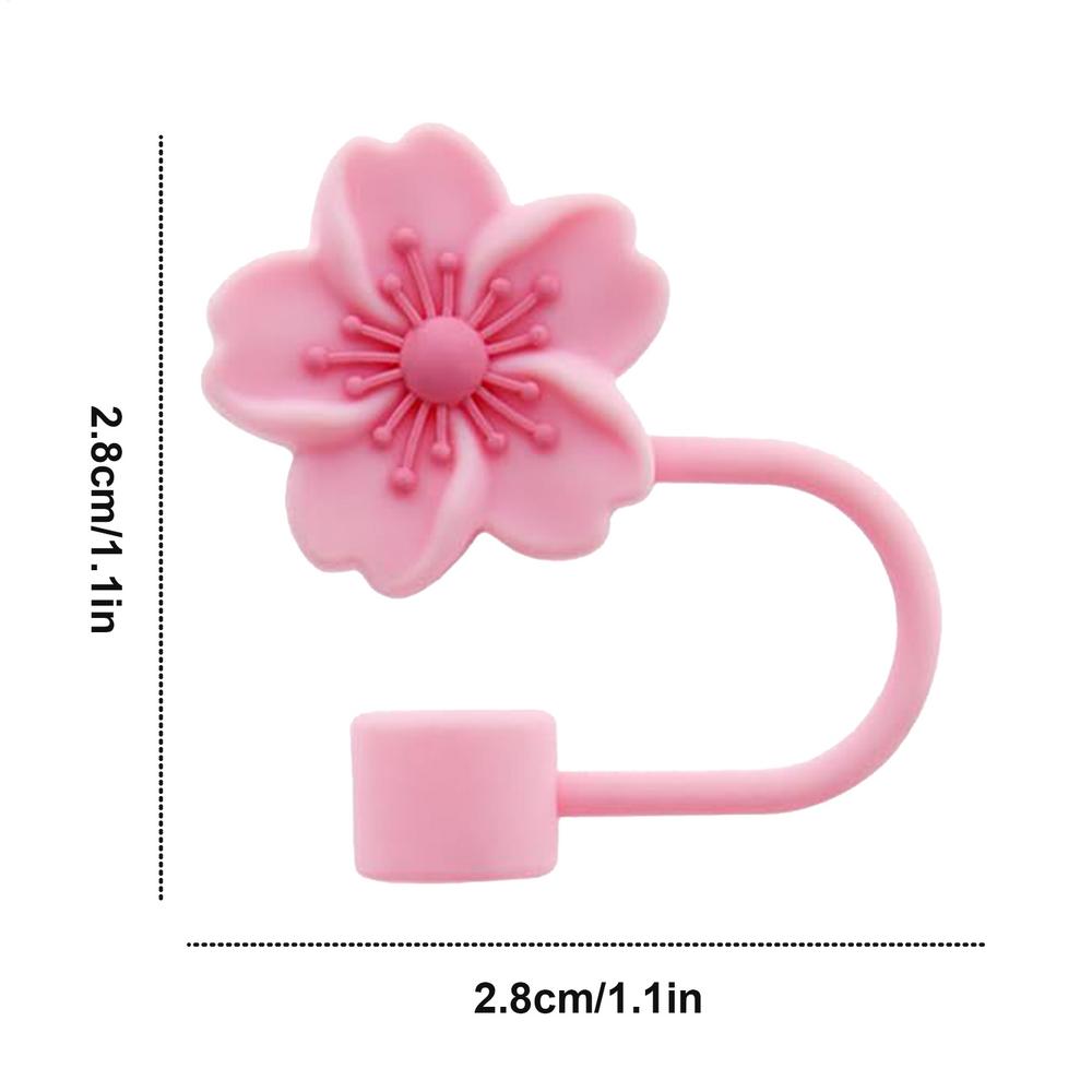 Cup Straw Covers Begonia Flower Straw Cover Silicone Straw Tips Lids Floral Shape Dustproof Straw Stoppers Cup Accessories
