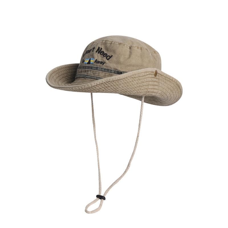 

2024 New Arrival Japanese Style Alphabet Washed Old Bucket Hat Female Easiest for Match Outdoor Camping Alpine Cap Sun Hat West in Default