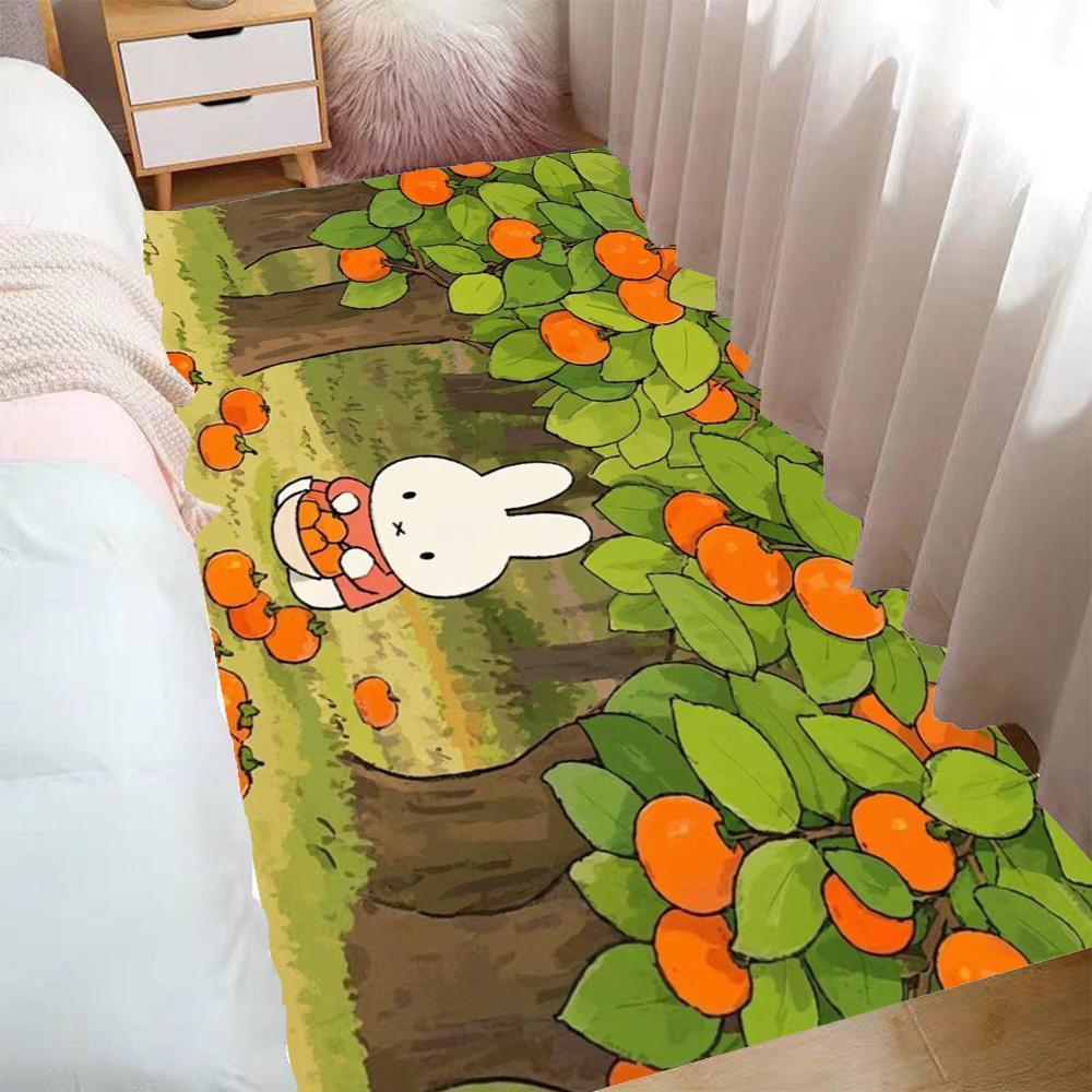Kawaii Miffy Rabbit Carpet Bedside Blanket Foot Mat Cute Cartoon Bay Window Mat Coffee Table Blanket Anti-slip Floor Mat