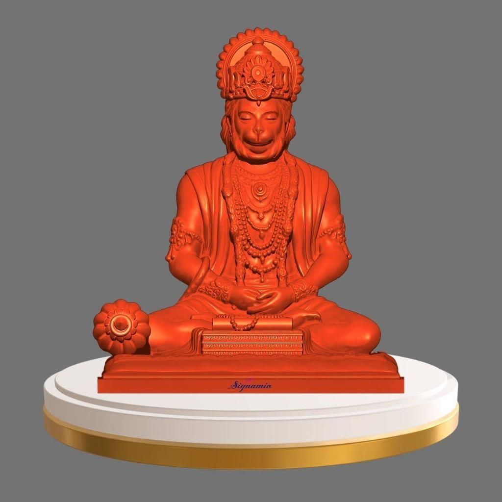 Orange Hanuman Ji Idol Statue für Armaturenbrett - Göttliche Bajrangbali Murti, Perfektes Hindu-Gott-Geschenkartikel und Heim-Puja-Dekoration