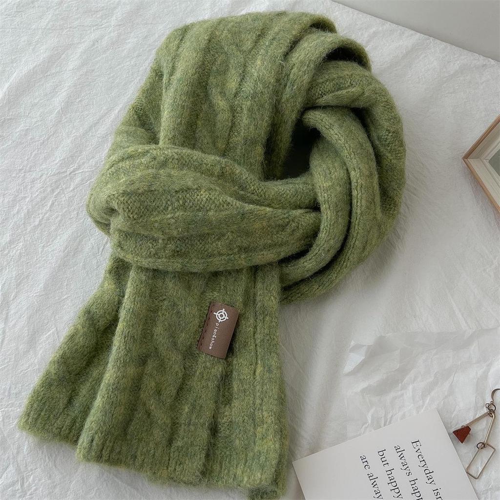 Korean Retro Pattern Wool Blend Scarf - Warm, All-Match, Unisex Winter Neckwear